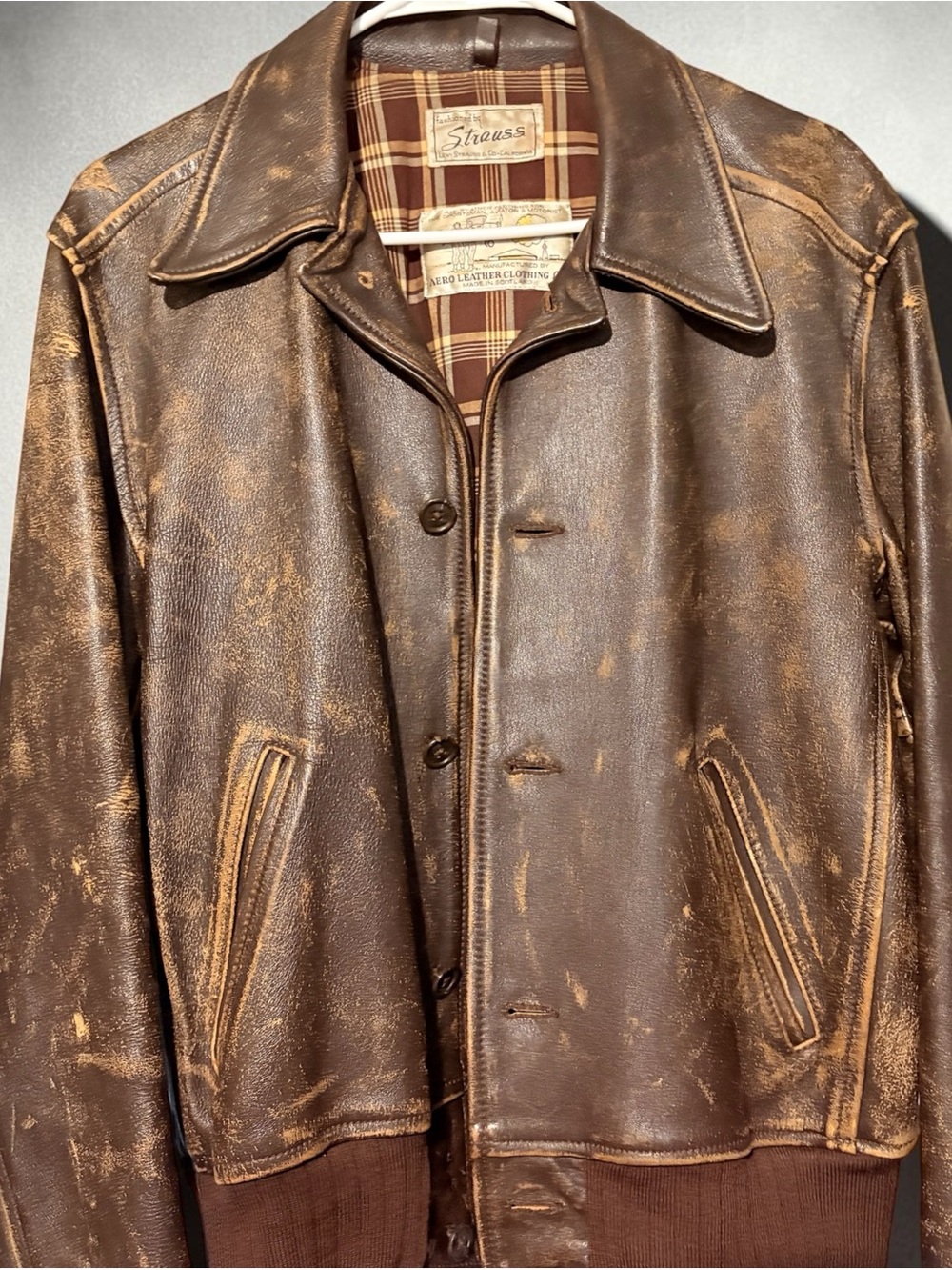 Aero X Levi Strauss *Rare* LVC Vintage 1930’s Distressed Leather Bomber - Men’s - Picture 4 of 9
